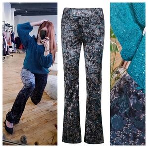 NWT GARCIA Velvet Floral Midnight Print Pants